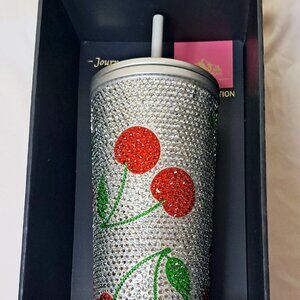 Hydrapeak  silver rhinestone  with cherries stainless tumbler.  BWT/BOX